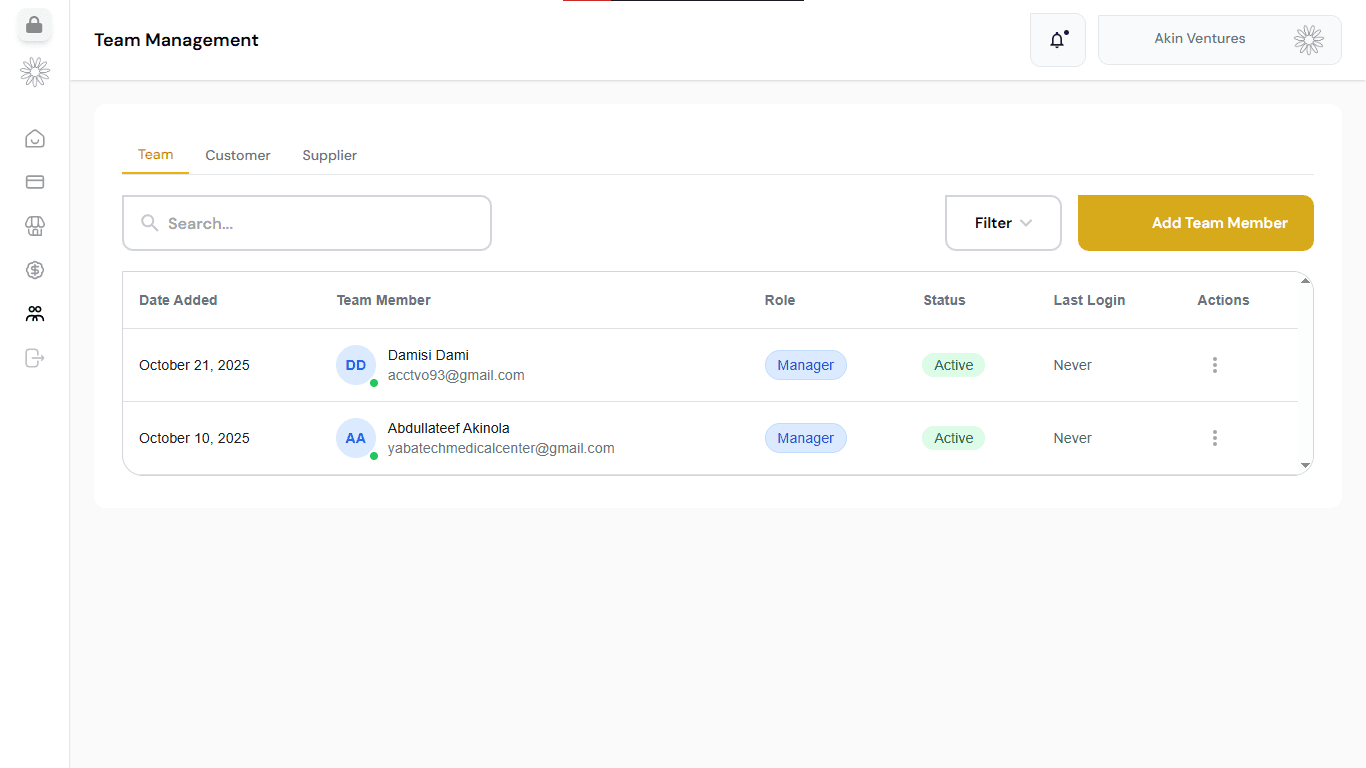 Team Management Dashboard